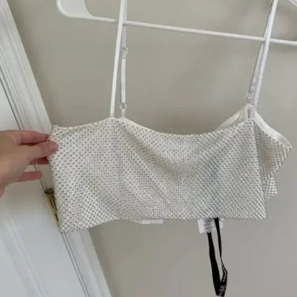 SLA The Label White Lia Diamante Top Party Cocktail Event Medium - Picture 4 of 4